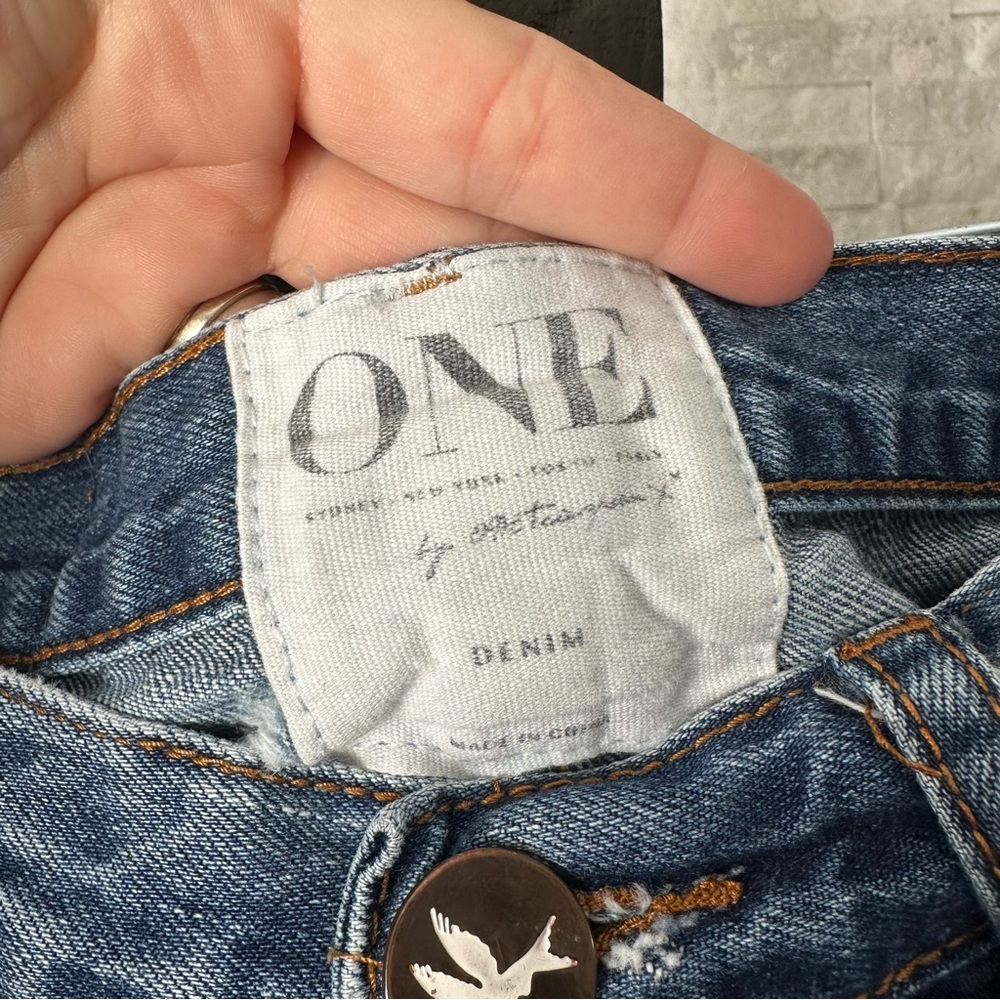 One Teaspoon Hawks Distressed Relaxed High Jean Denim Rise Shorts Size 24 - Picture 5 of 9